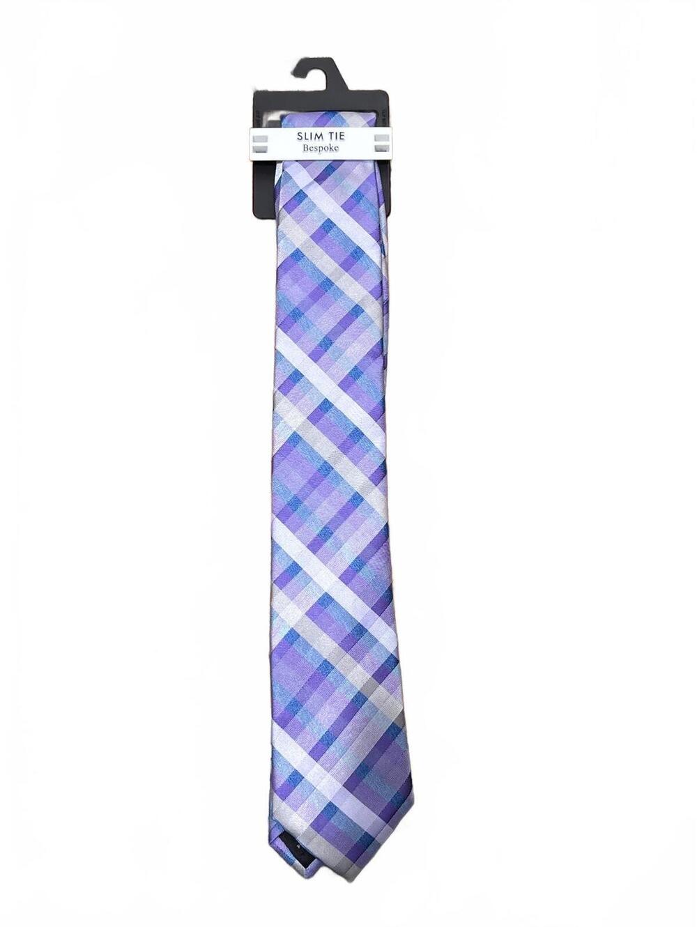 Bespoke Slim Tie in Purple Plaid Pattern